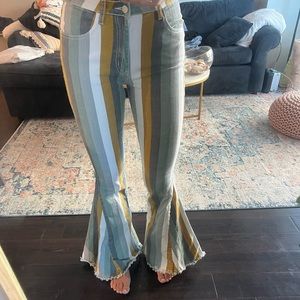 Striped Groovy Flare Jeans